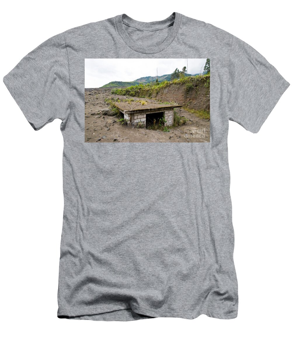 Natural Disaster T-Shirt featuring the photograph Building Buried Under Volcanic Ash by William H. Mullins