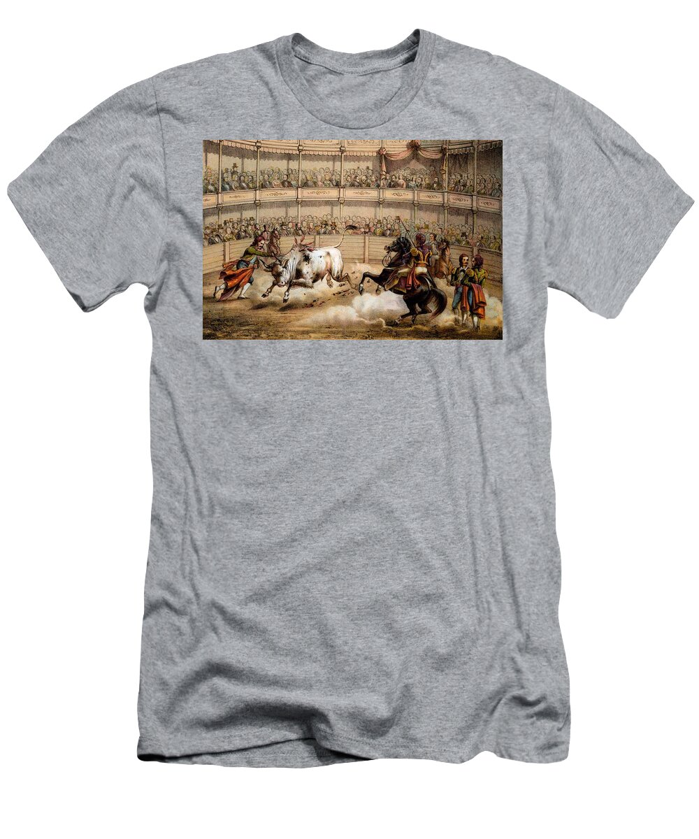 Bullfight T-Shirt featuring the drawing Bullfight by Federico Mialhe