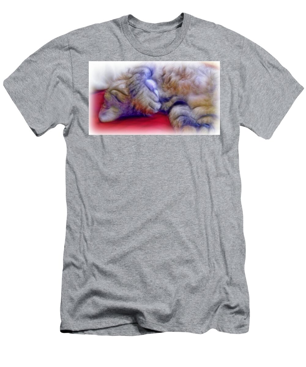 Cat T-Shirt featuring the photograph Camera Shy Kitty by Lilia D