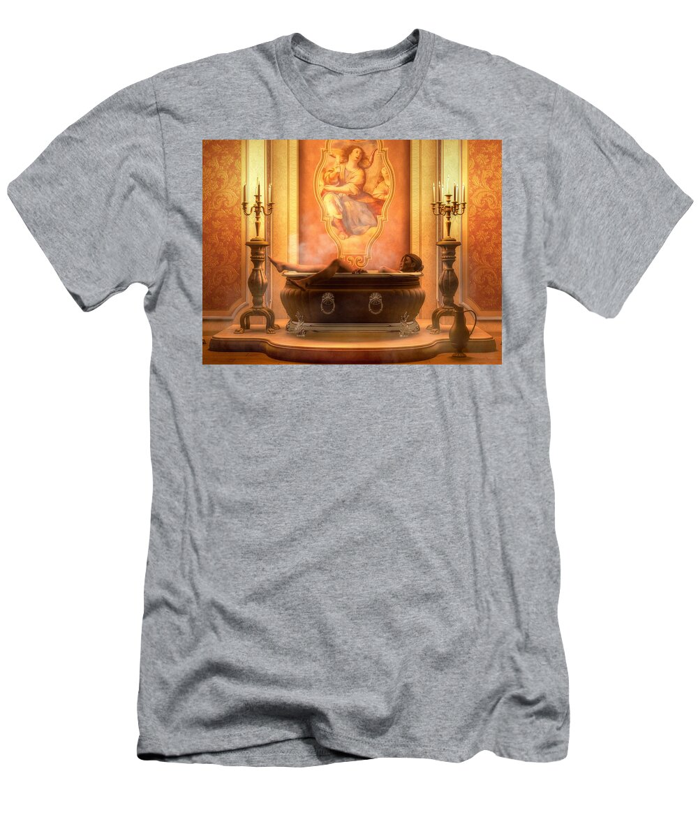 Nude Bather T-Shirt featuring the digital art Candle Lit Bath by Kaylee Mason