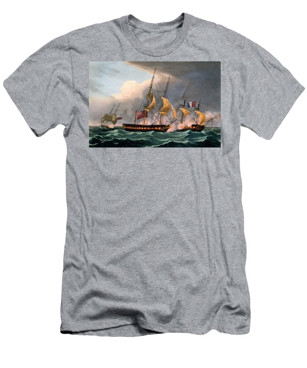French T-Shirt featuring the drawing Capture Of La Loire by Thomas Whitcombe