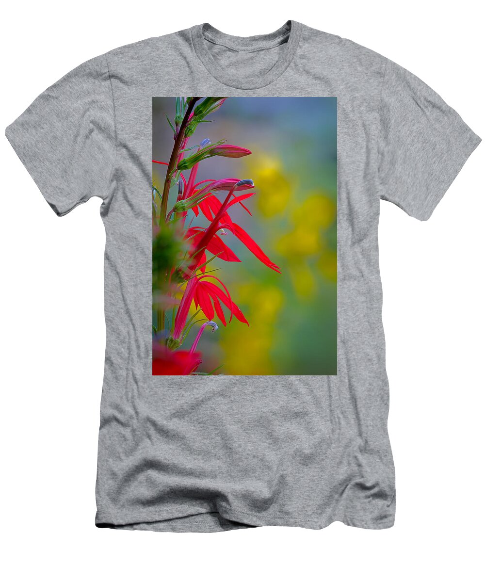 2012 T-Shirt featuring the photograph Cardinal Flower with Yellow Iron Weed by Robert Charity