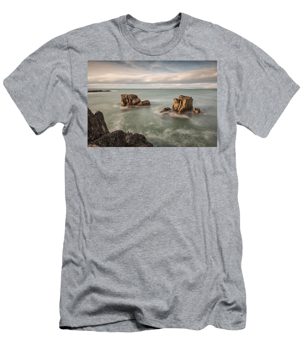 Pans Rock T-Shirt featuring the photograph Ballycastle - Carved by the Sea by Nigel R Bell