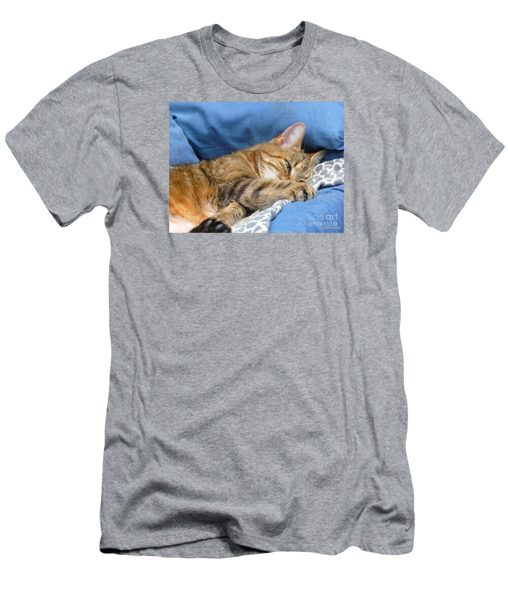 Sleepy Cat T-Shirt featuring the photograph Cat Nap by Lingfai Leung