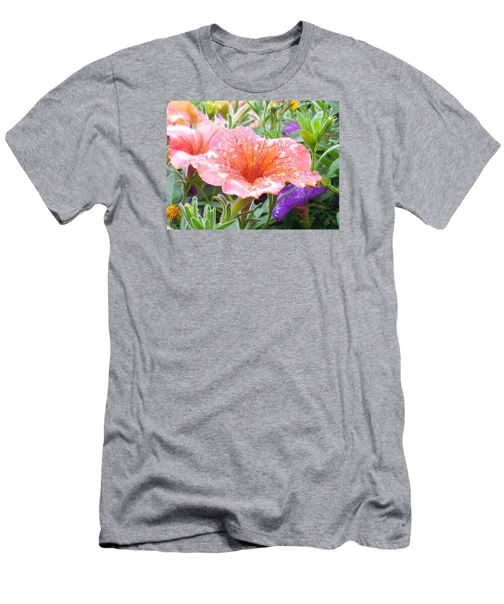Flowers T-Shirt featuring the photograph Catching Raindrops by Dani McEvoy
