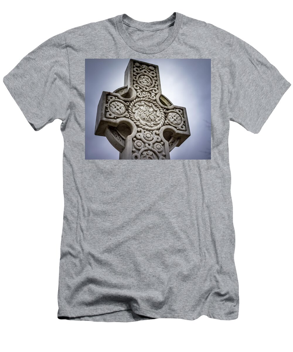 Celtic T-Shirt featuring the photograph Celtic Cross Tomb Stone by Brett Engle