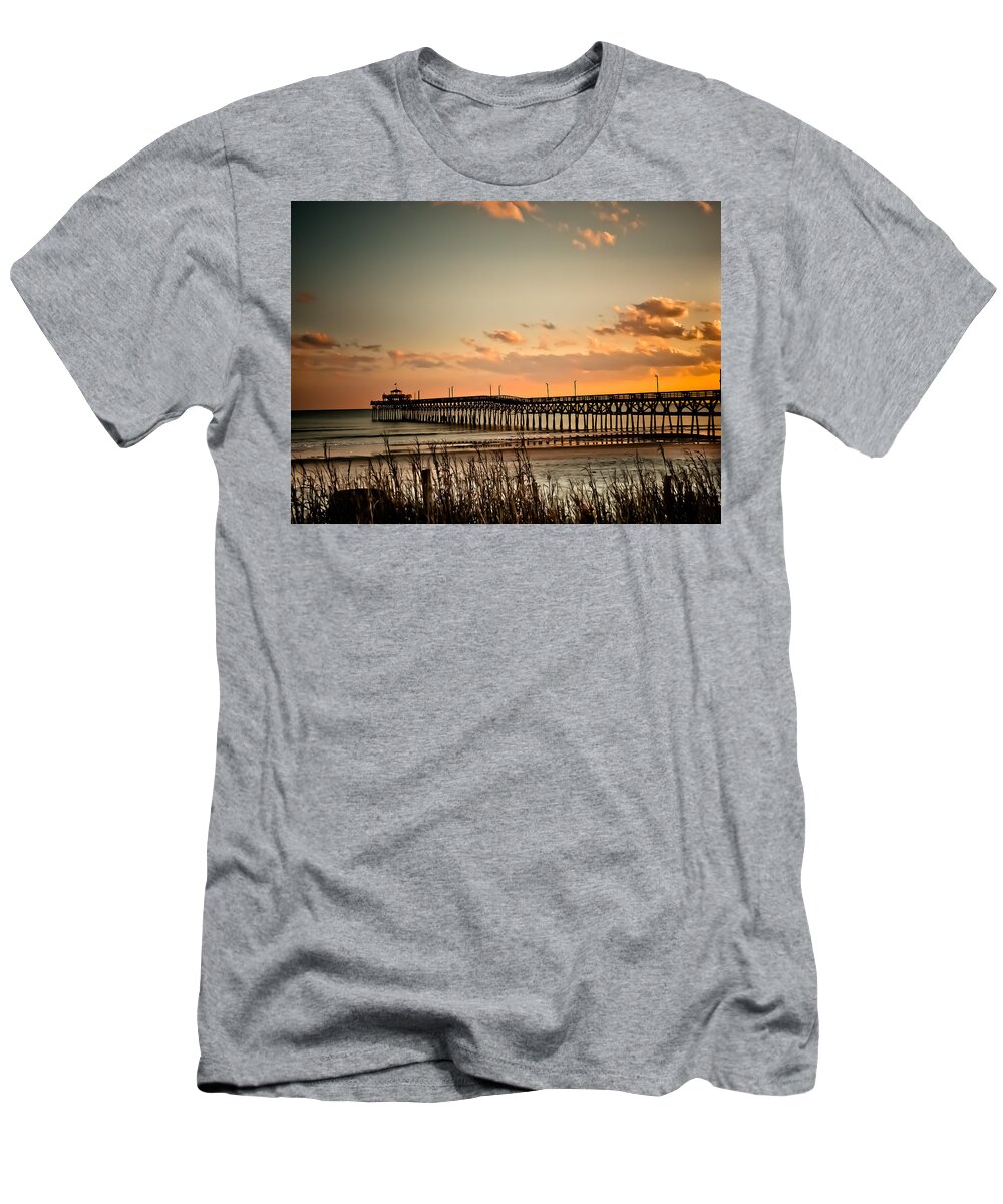 Cherry Grove T-Shirt featuring the photograph Cherry Grove Pier Myrtle Beach SC by Trish Tritz