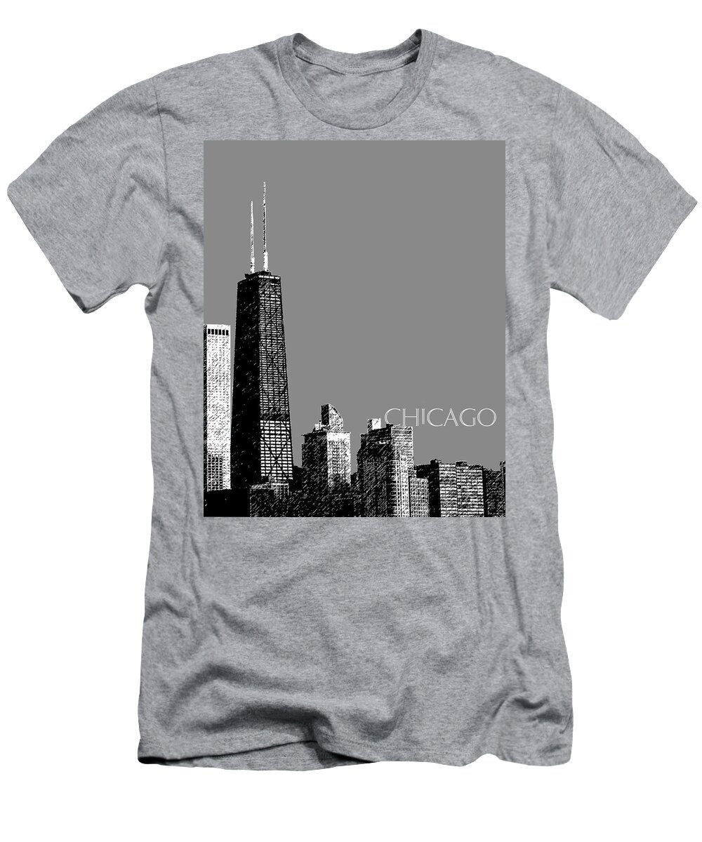 Architecture T-Shirt featuring the digital art Chicago Hancock Building - Pewter by DB Artist