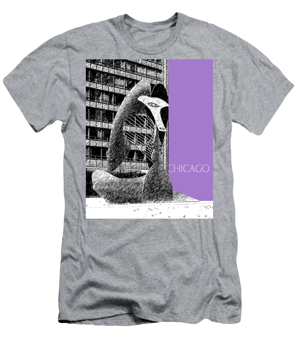 Architecture T-Shirt featuring the digital art Chicago Pablo Picasso - Violet by DB Artist