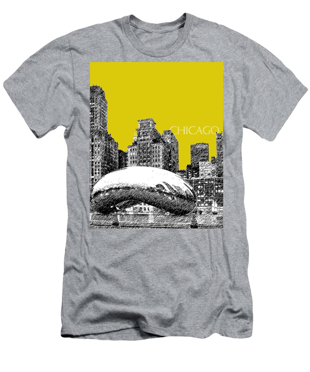 Architecture T-Shirt featuring the digital art Chicago The Bean - Mustard by DB Artist