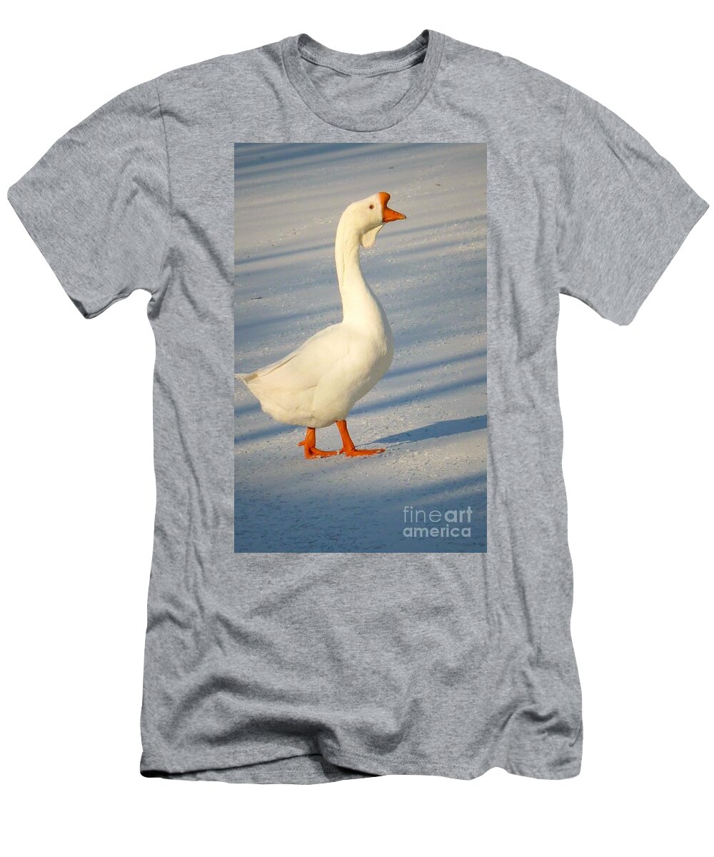 Goose T-Shirt featuring the photograph Chinese Goose Winter by Susan Garren