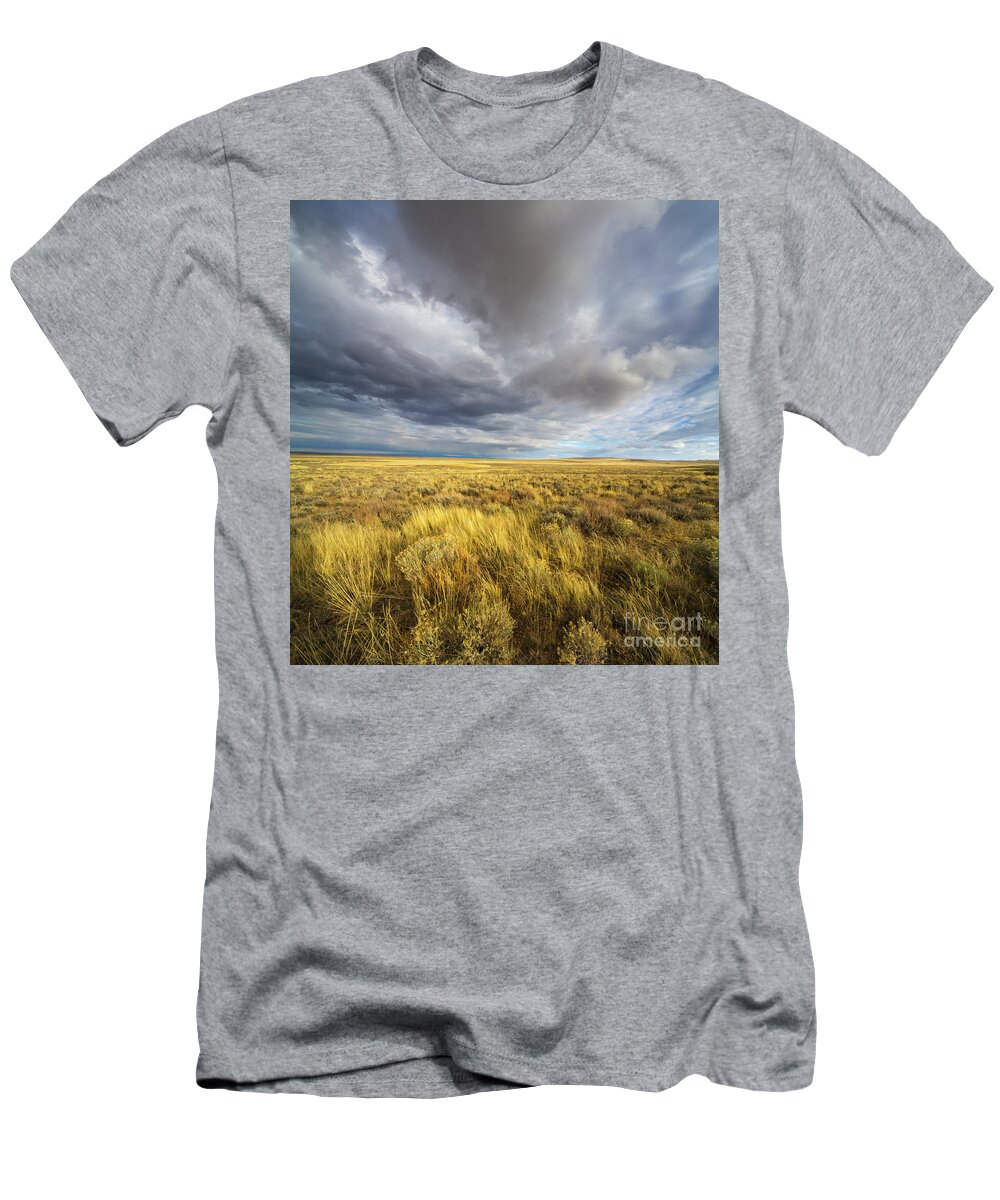 00463511 T-Shirt featuring the photograph Clouds and Prairie Hart Mt N R by Yva Momatiuk John Eastcott