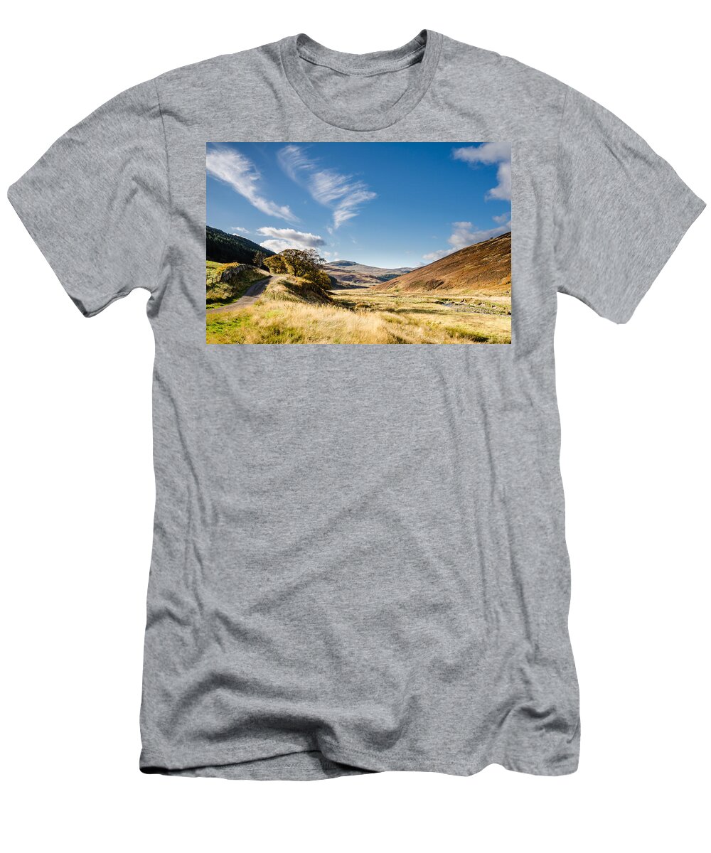 Northumberland T-Shirt featuring the photograph College Valley and Lambden Burn by David Head