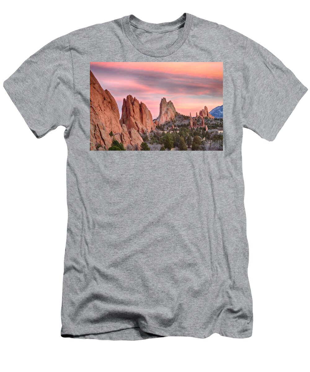 Garden Of The Gods T-Shirt featuring the photograph Colorado Garden of the Gods Sunset View by James BO Insogna