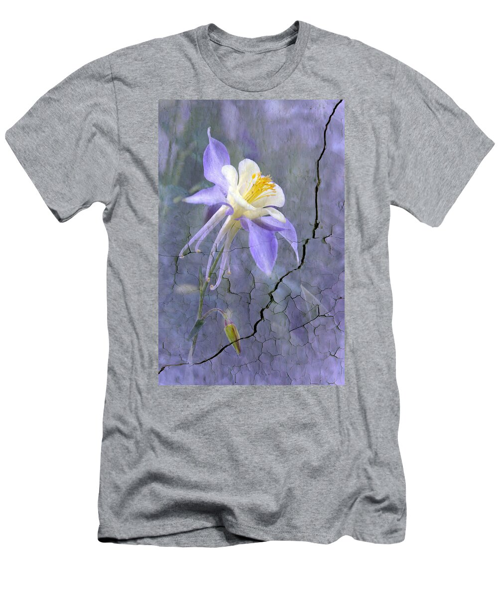 Wall Photography. T-Shirt featuring the photograph Columbine on Cracked wall by James Steele