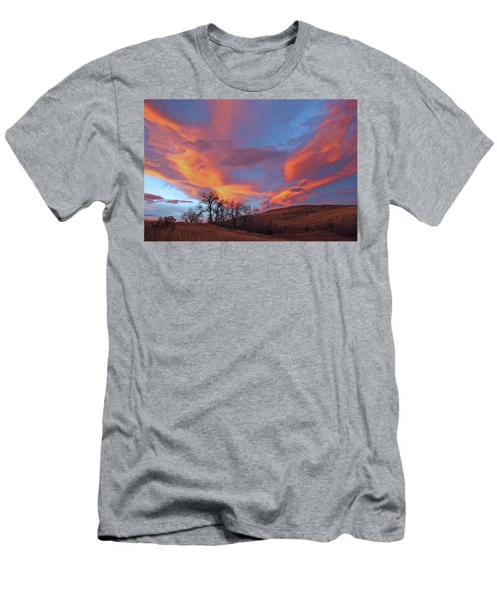 Cottonwood Tree Print T-Shirt featuring the photograph Cottonwood Sunset by Jim Garrison
