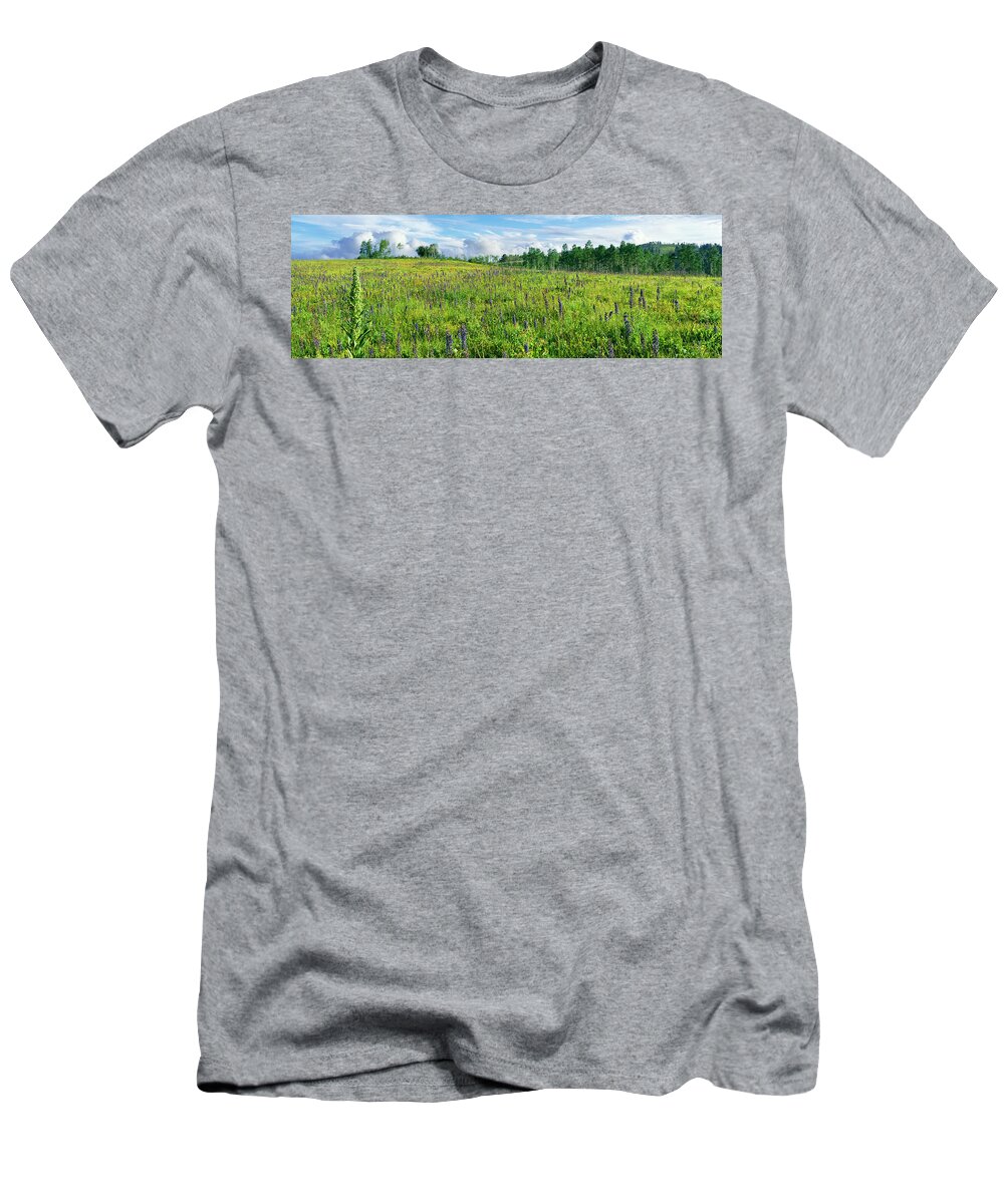 Photography T-Shirt featuring the photograph Cowparsnip And Larkspur Wildflowers by Panoramic Images