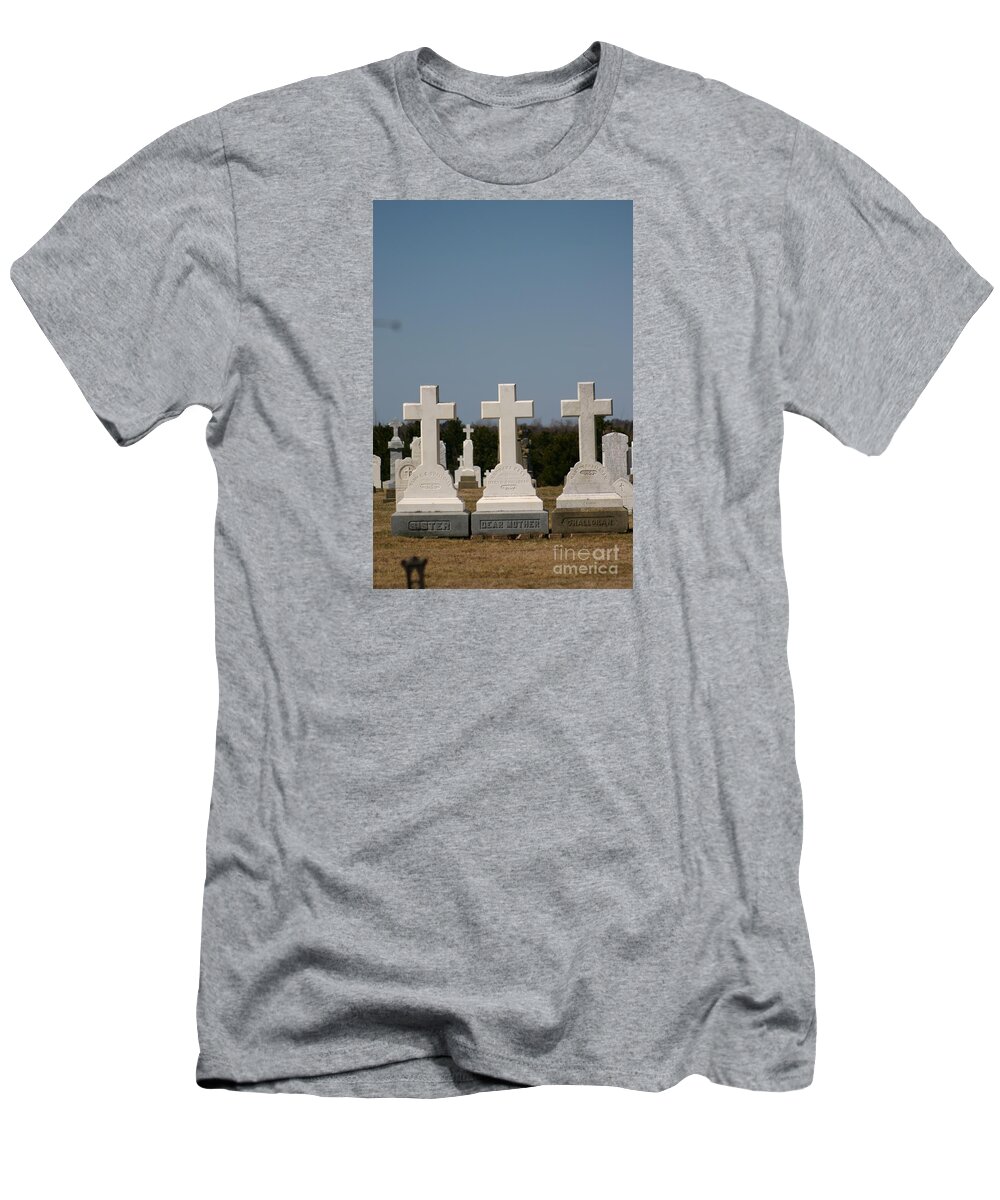Cemetary T-Shirt featuring the mixed media Crosses by Art MacKay