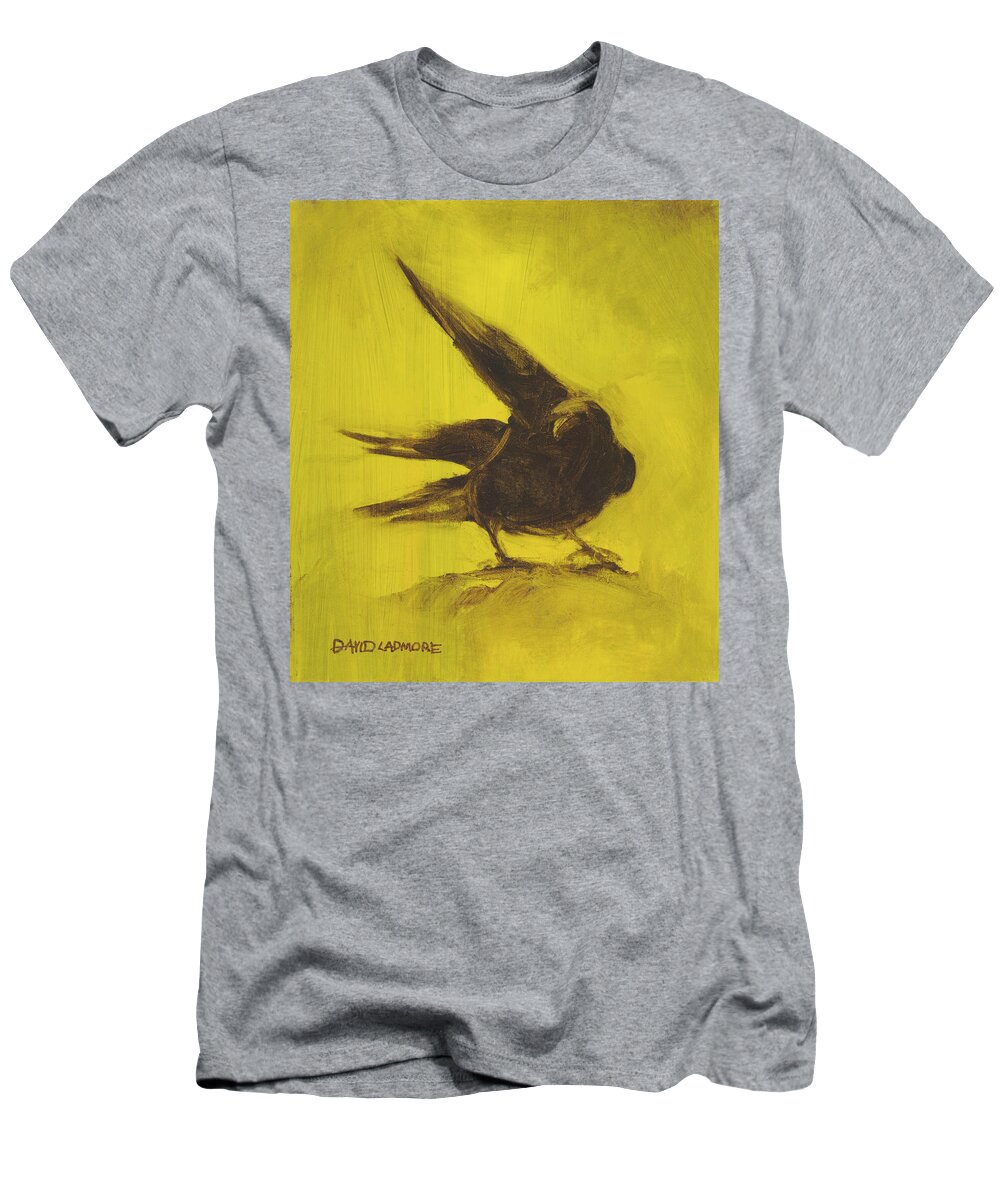 Crow T-Shirt featuring the painting Crow 2 by David Ladmore