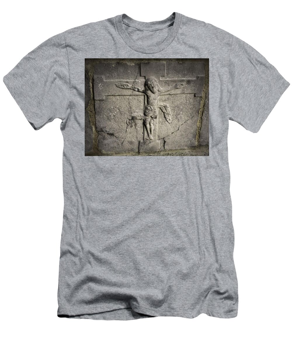 Ireland T-Shirt featuring the photograph Crucifixion Stone at Jerpoint Abbey by Nadalyn Larsen