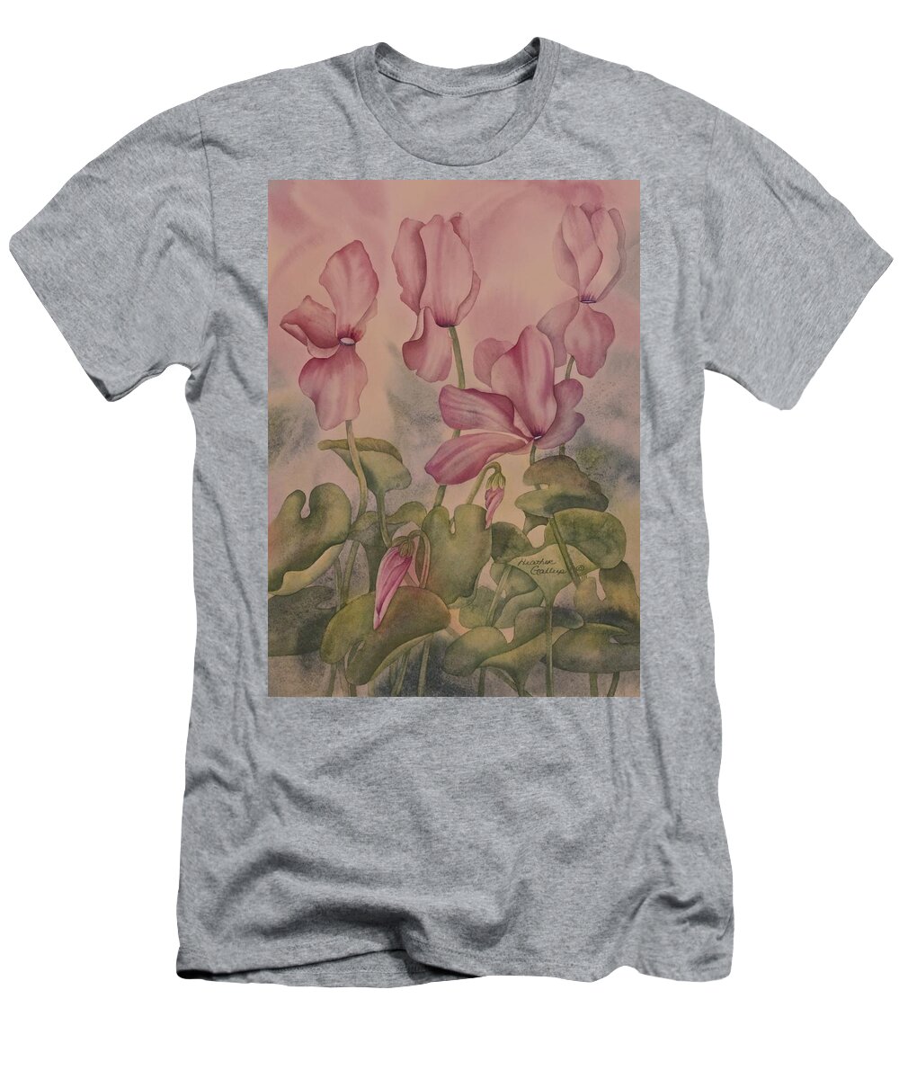 Cyclamen T-Shirt featuring the painting Cyclamen by Heather Gallup