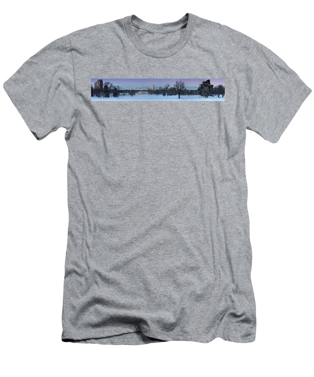 Denver City Park Boathouse T-Shirt featuring the photograph Denver Skyline from City Park by Kristal Kraft