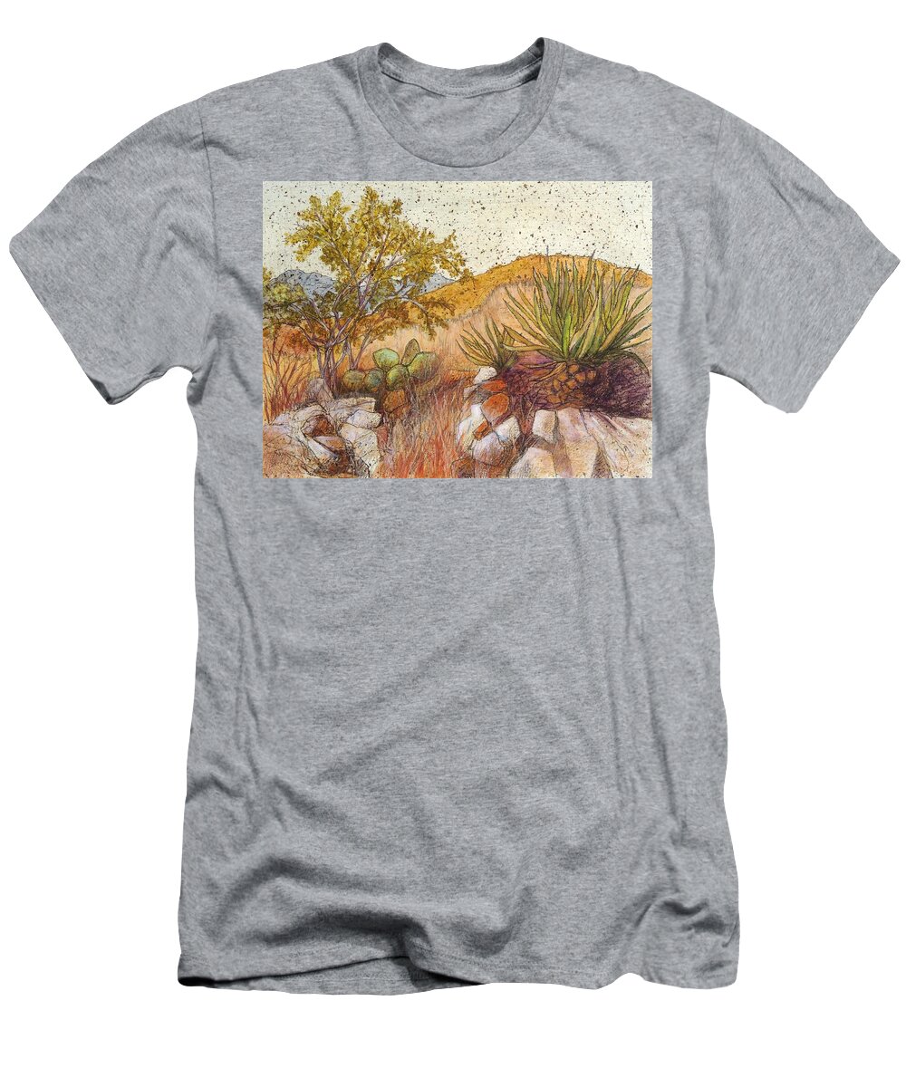 Landscape T-Shirt featuring the painting Desert Vegetation by Candy Mayer