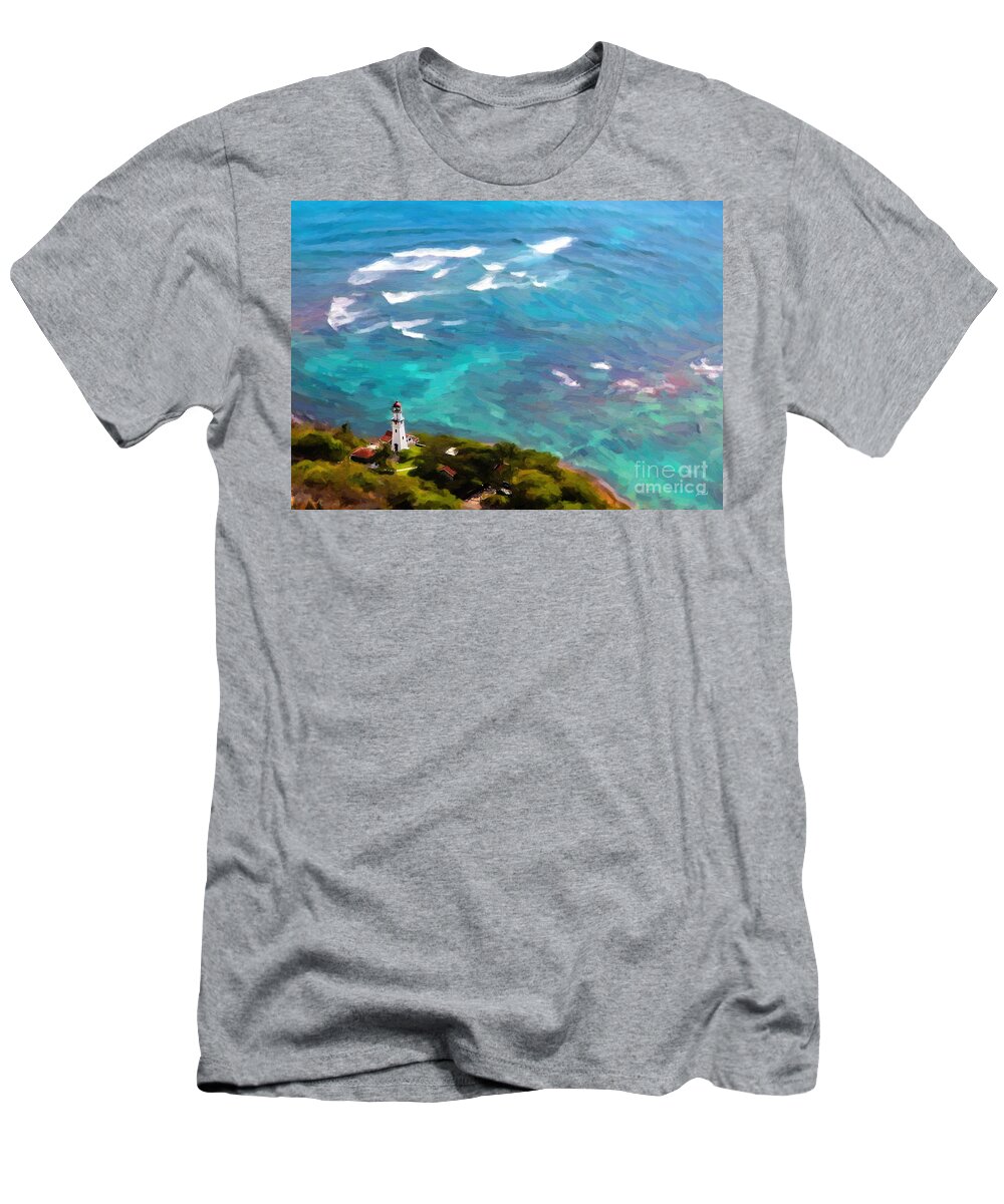 Jon Burch T-Shirt featuring the photograph Diamond Head Lighthouse View by Jon Burch Photography