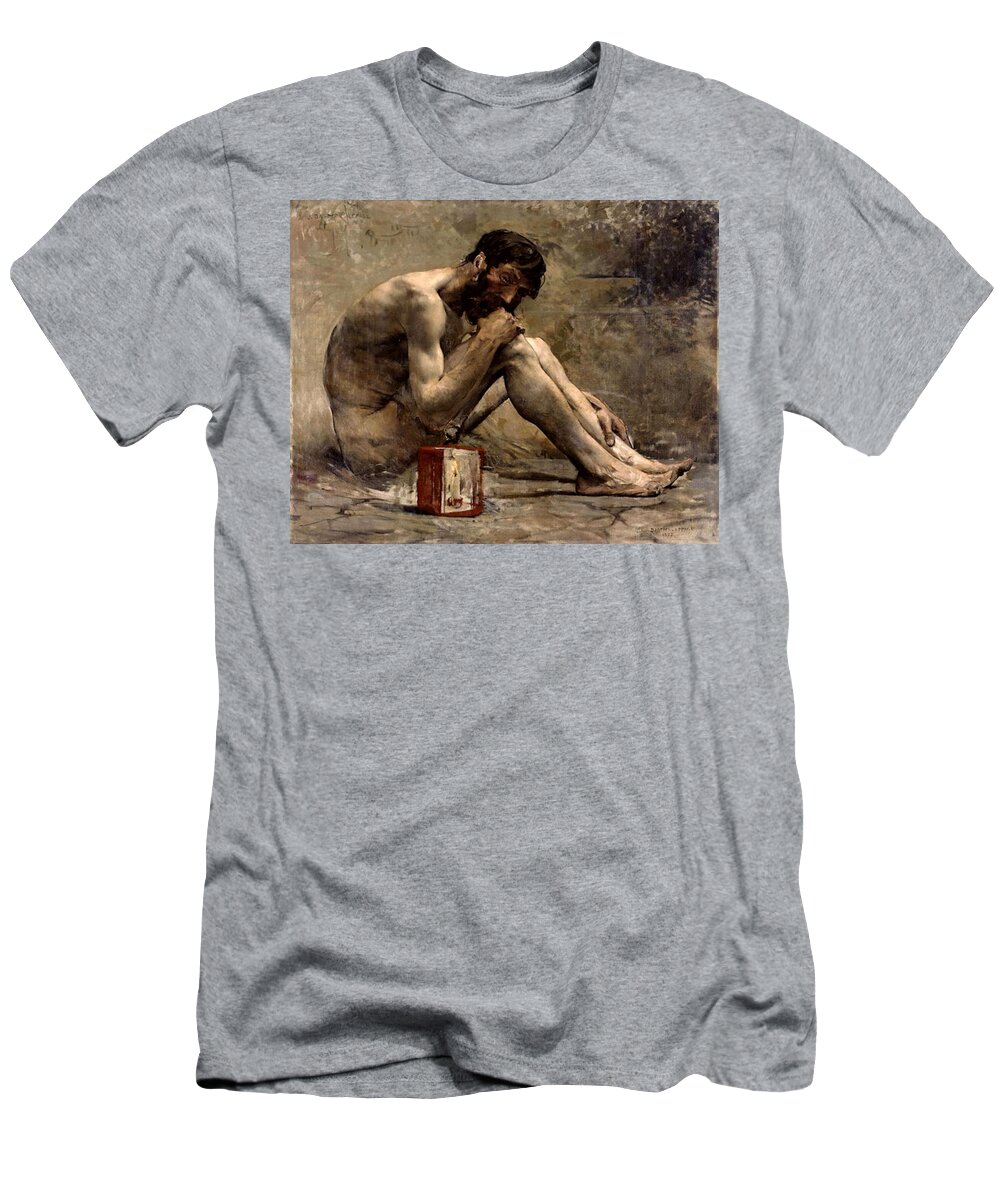 Diogenes T-Shirt featuring the painting Diogenes by Jules Bastien Lepage