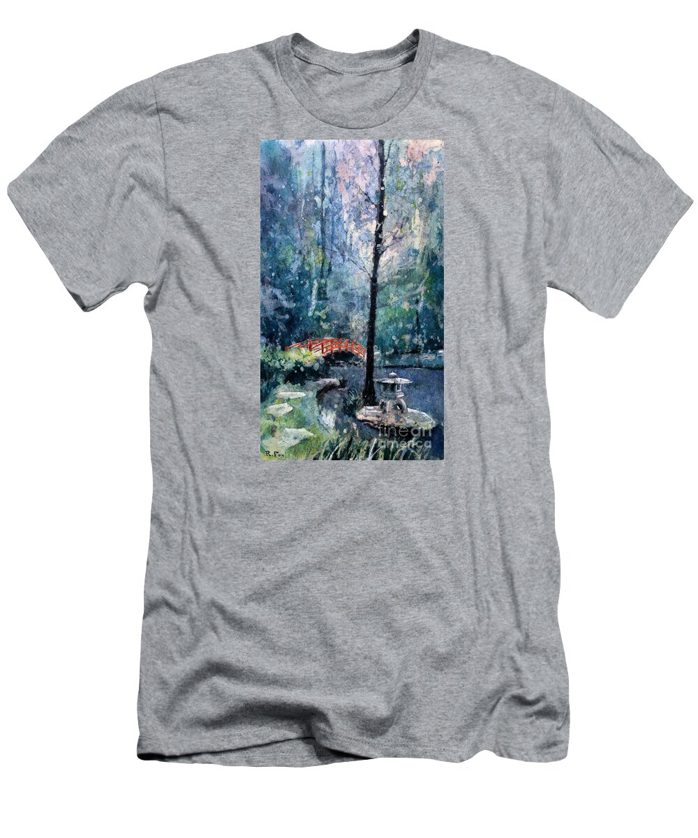  T-Shirt featuring the painting Duke Gardens watercolor batik by Ryan Fox