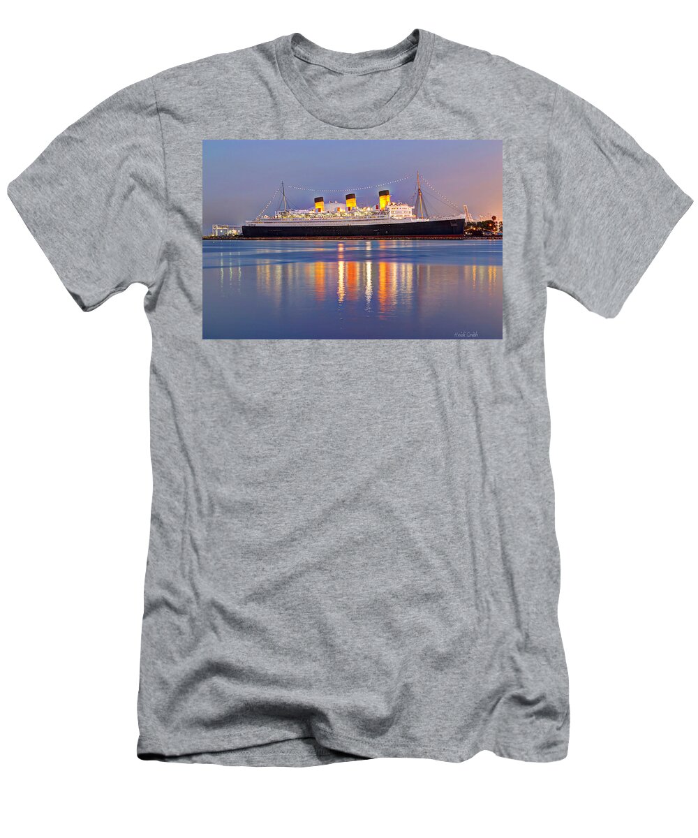 Atmosphere T-Shirt featuring the photograph Dusk Light On The Queen Mary by Heidi Smith