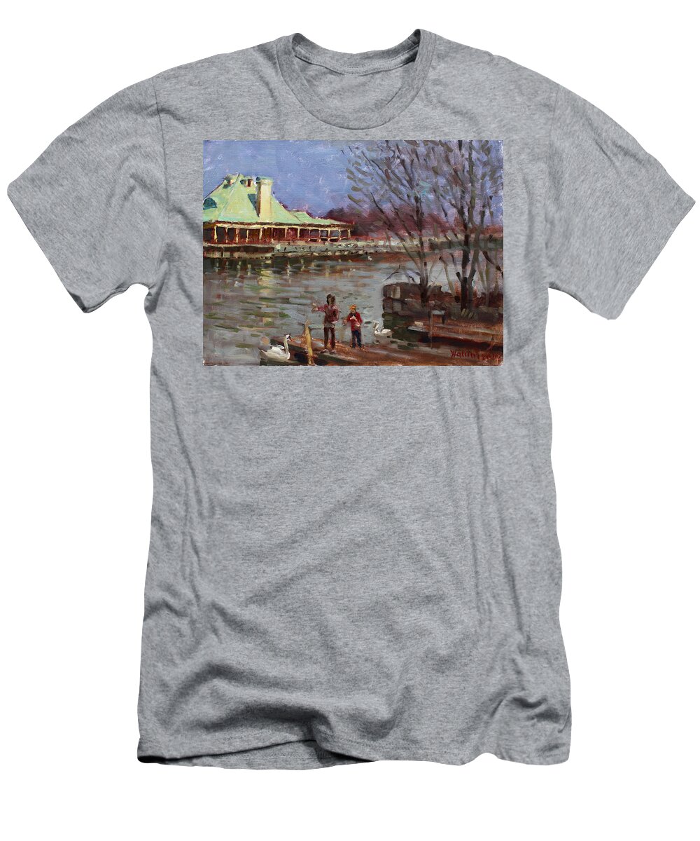 Spring T-Shirt featuring the painting Early Spring in Portcredit Mississauga by Ylli Haruni