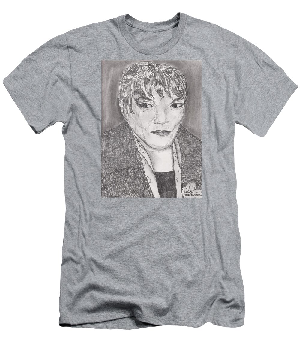 African American Woman T-Shirt featuring the drawing Eartha Kitt by David Jackson