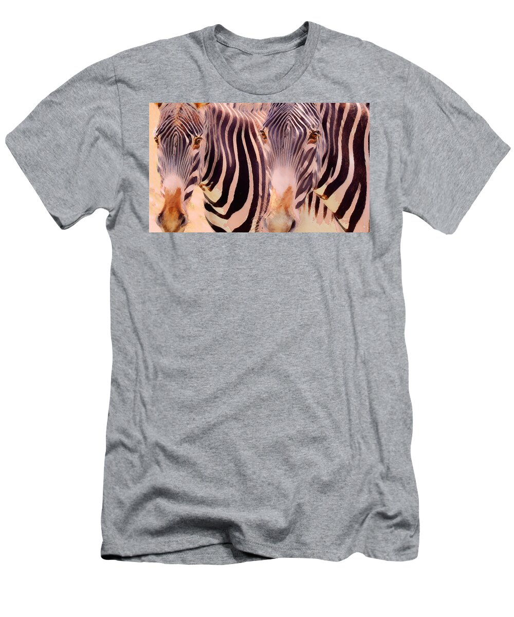 Zebras T-Shirt featuring the photograph Exotic Friends by Melinda Hughes-Berland