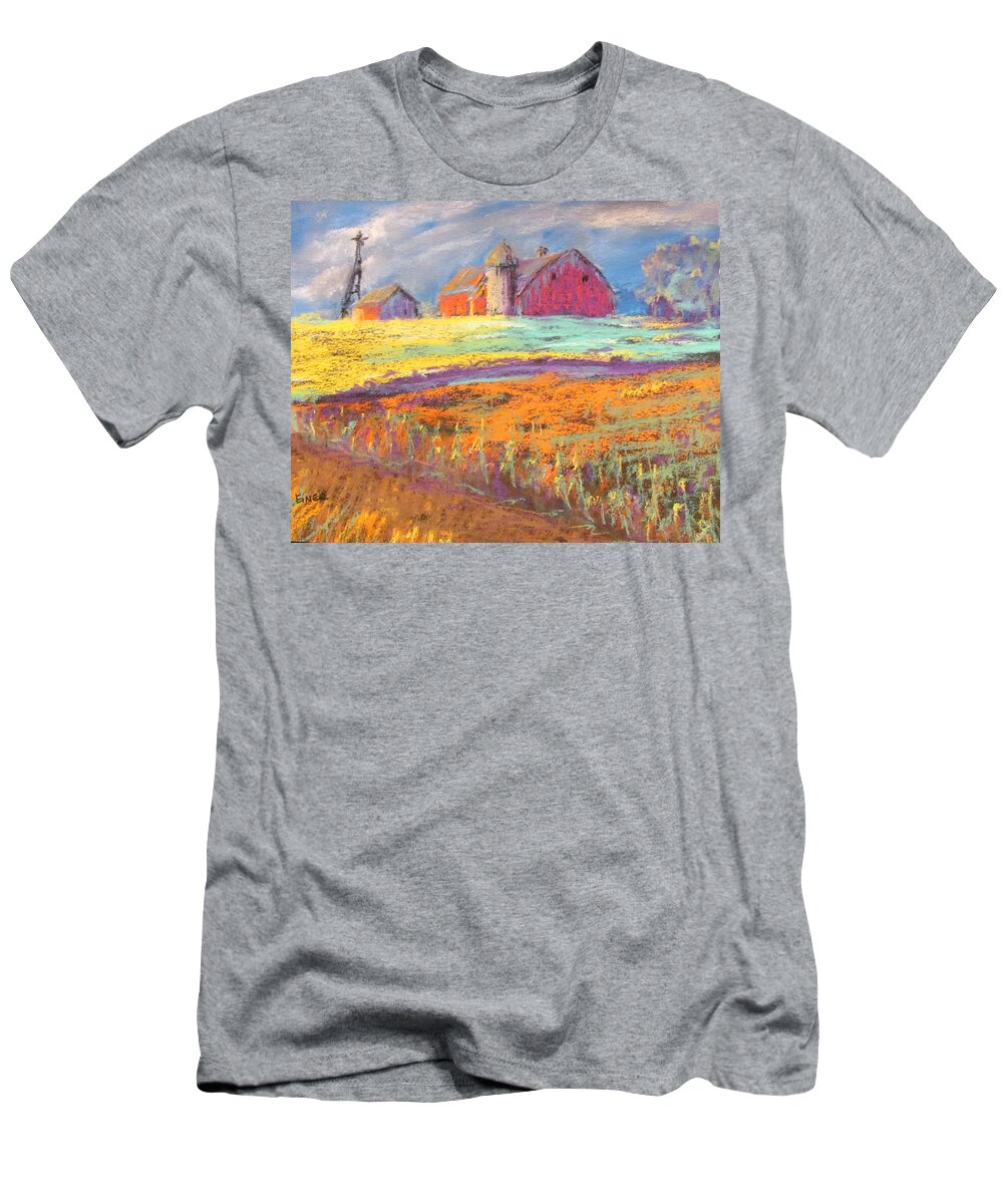 Farm T-Shirt featuring the painting Farmland Sunset by Terri Einer