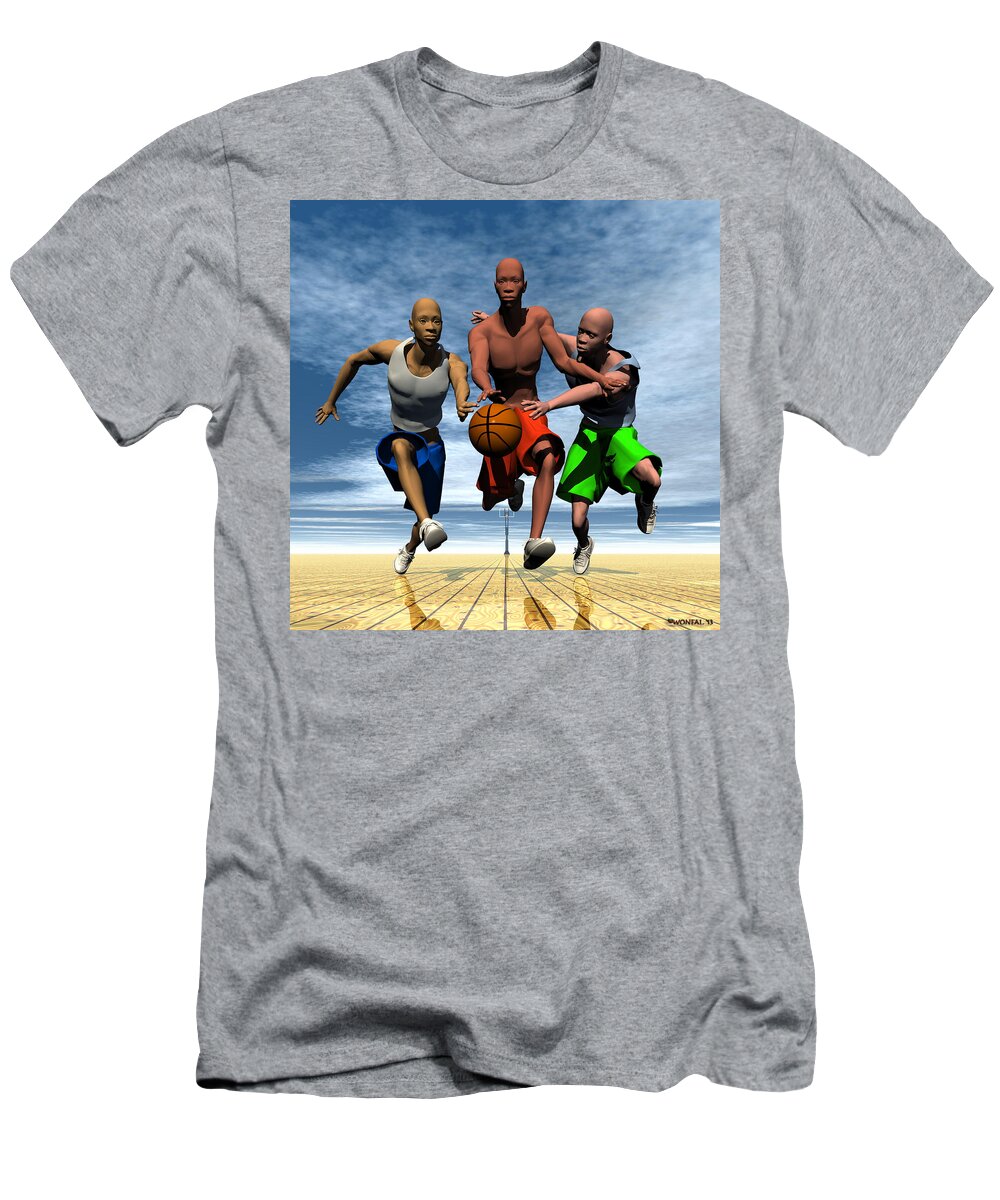 Figures T-Shirt featuring the digital art Fast Break On An Even Playing Field by Walter Neal