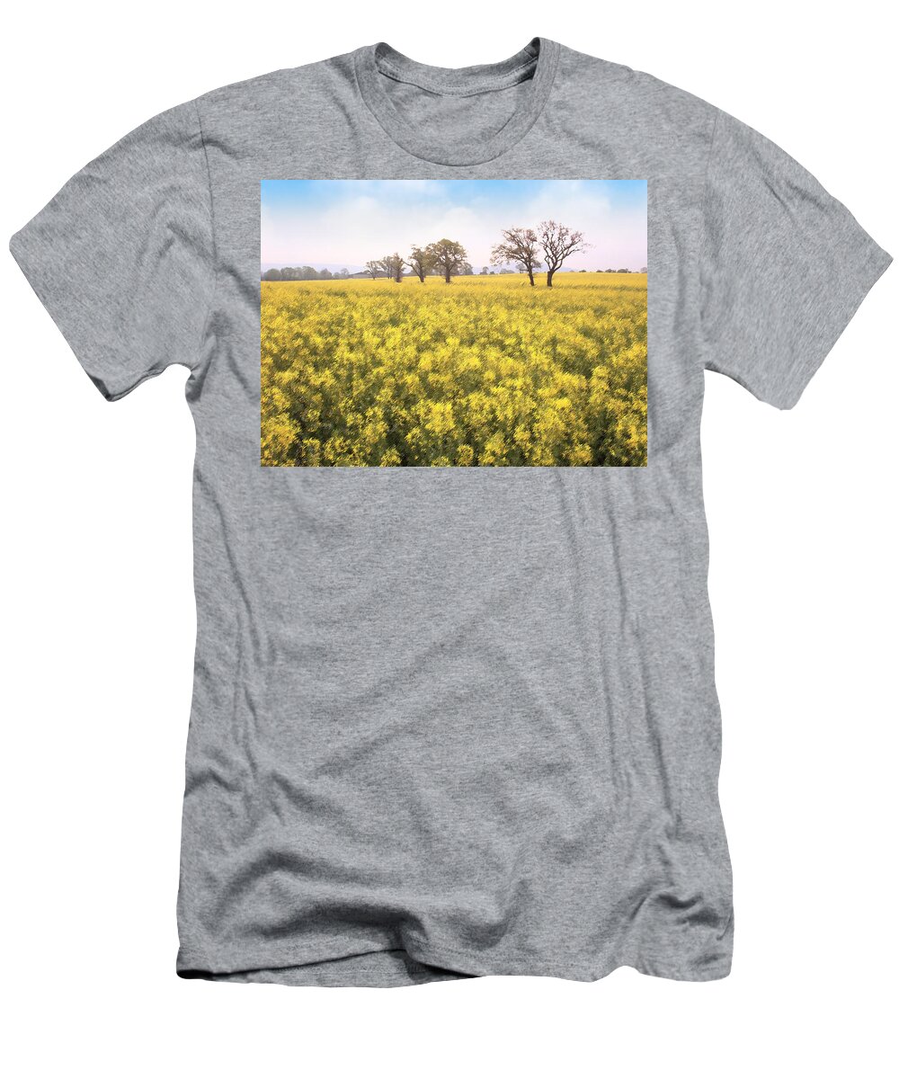 Yellow T-Shirt featuring the photograph Fields of yellow by Ron Harpham