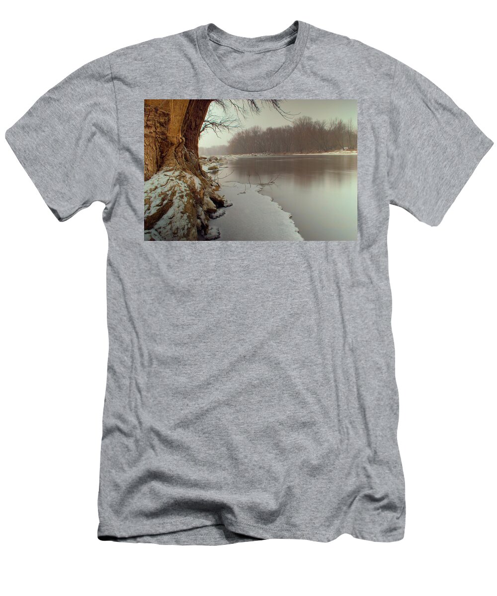 River T-Shirt featuring the photograph First Snow by Bonfire Photography