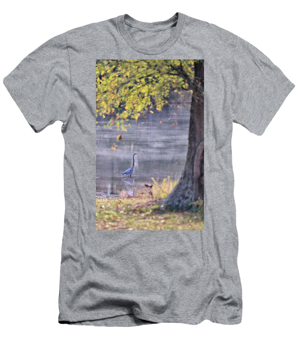 7624 T-Shirt featuring the photograph Fishing on a Misty Pond by Gordon Elwell
