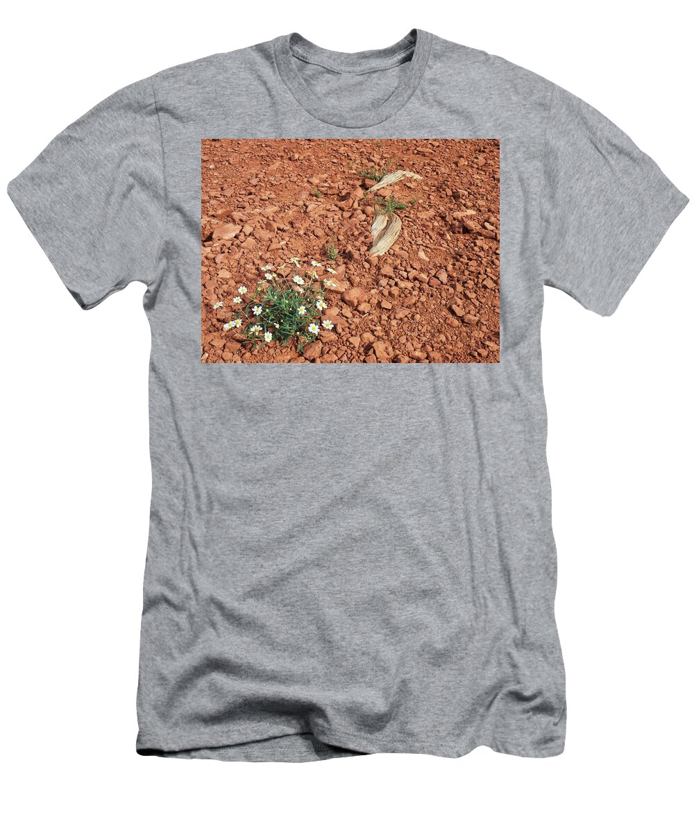 Abstract T-Shirt featuring the photograph Flowers in Red Rock by Steve Ondrus