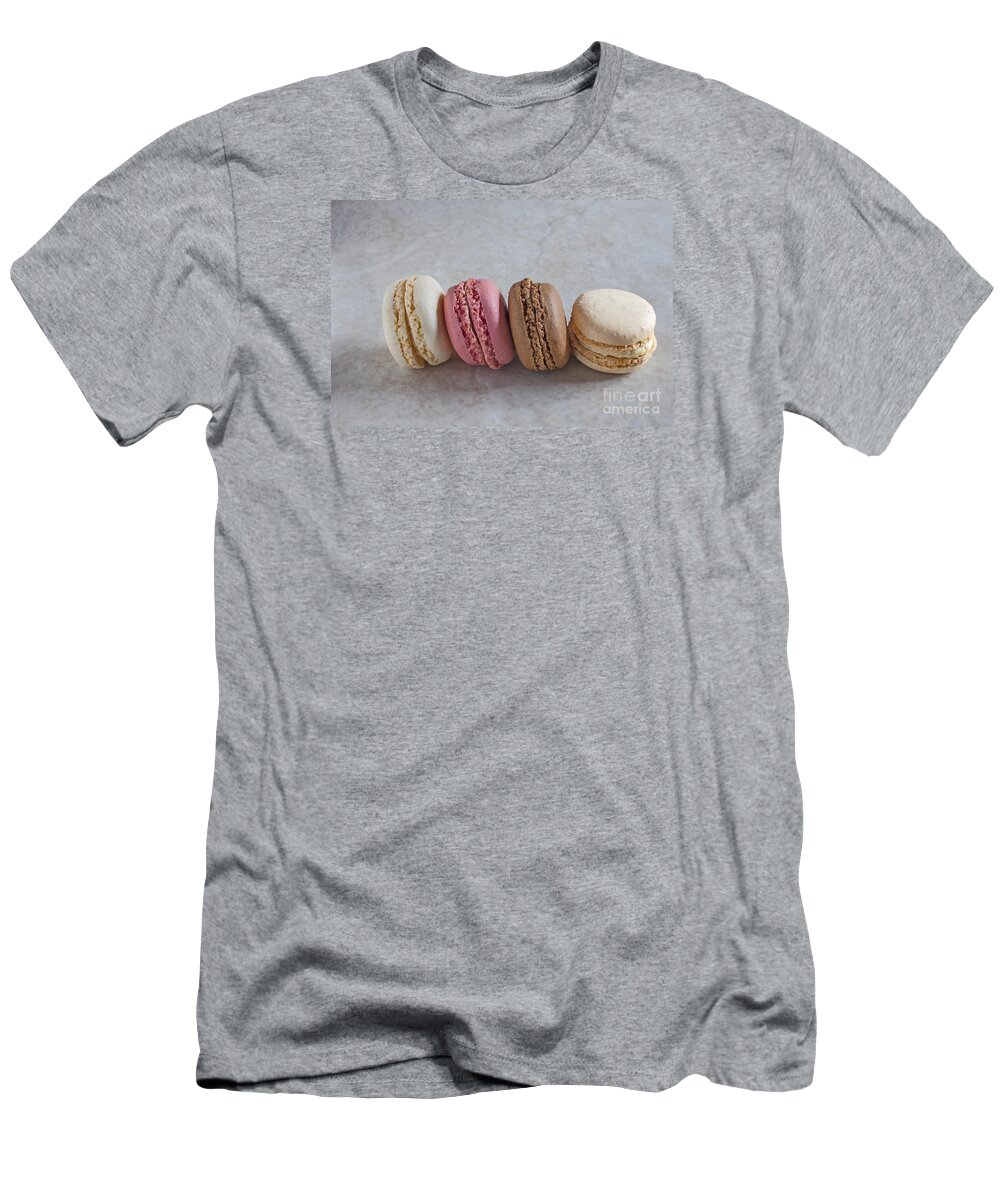 Macaroons T-Shirt featuring the photograph Four macarons in a row by Liz Leyden