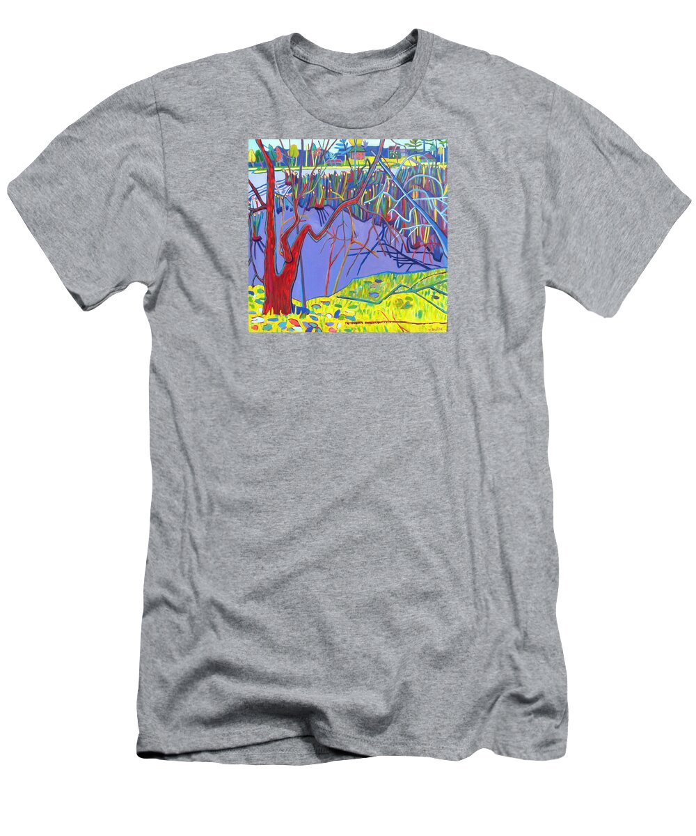 Landscape T-Shirt featuring the painting Freeman Lake Marsh by Debra Bretton Robinson