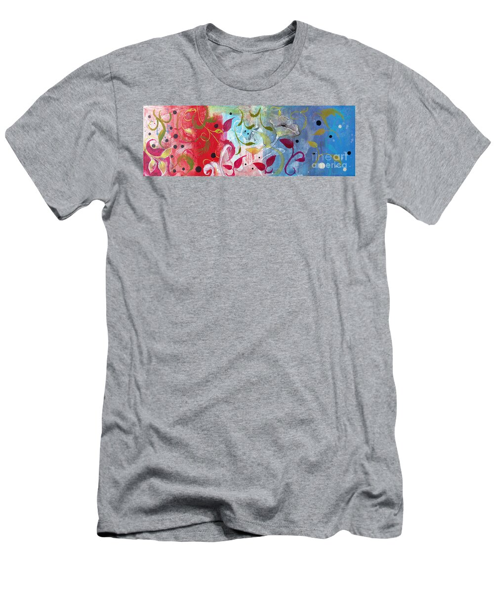 Floral T-Shirt featuring the painting Frolic by Robin Pedrero