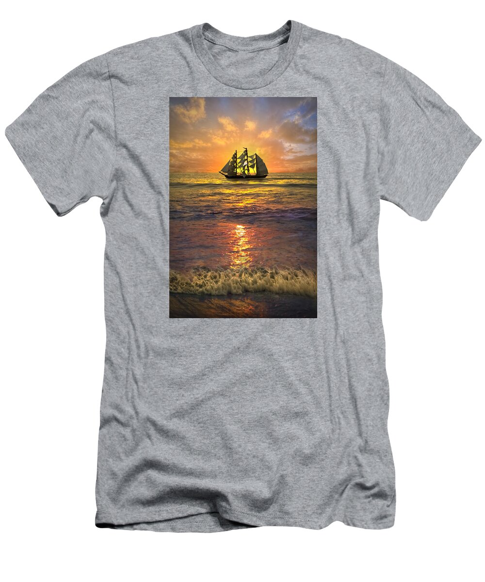 Boats T-Shirt featuring the photograph Full Sail by Debra and Dave Vanderlaan
