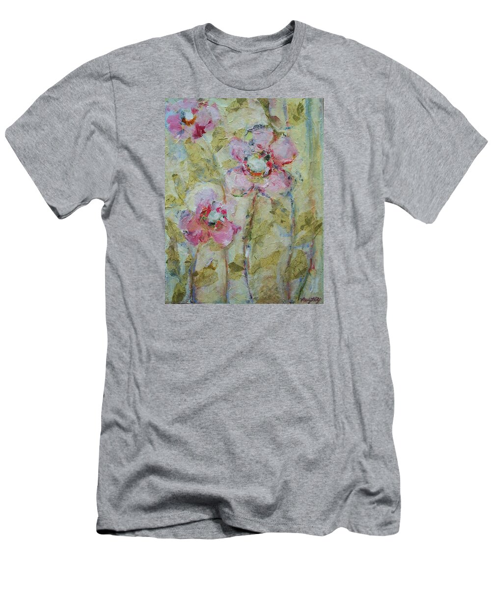Floral T-Shirt featuring the painting Garden Bliss by Mary Wolf