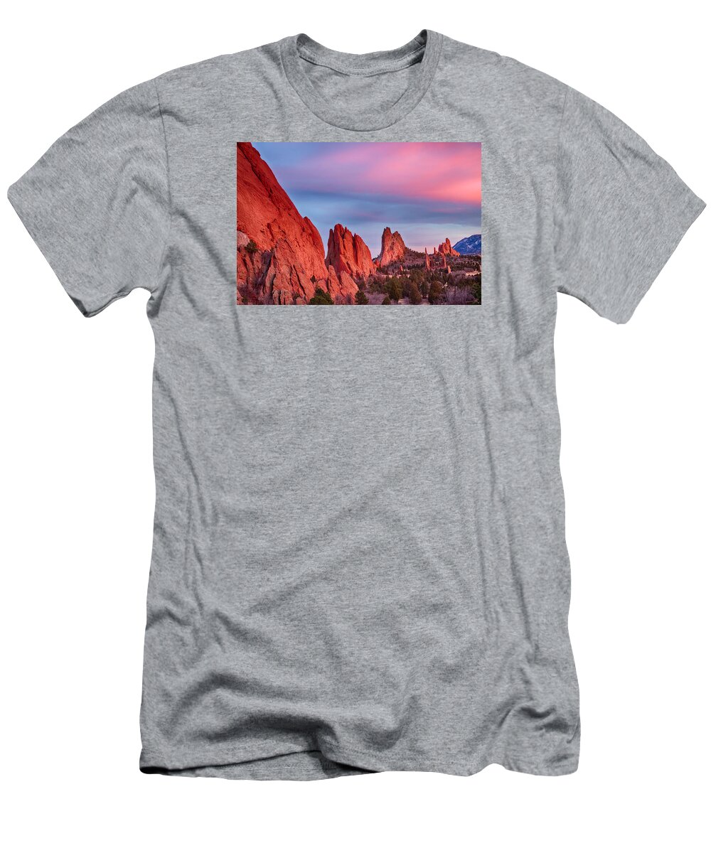 Garden Of The Gods T-Shirt featuring the photograph Garden of the Gods Sunset View by James BO Insogna