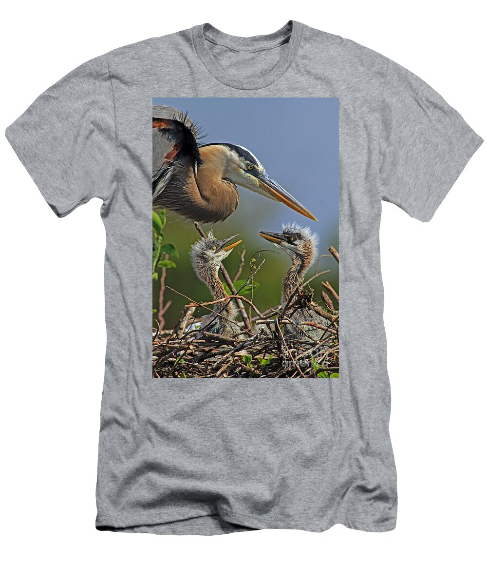 Great Blue Heron T-Shirt featuring the photograph Great Blue Heron Twins by Larry Nieland