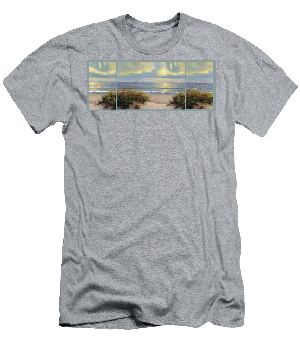 Beach T-Shirt featuring the painting Gentle Breeze Trip Tych by Diane Romanello