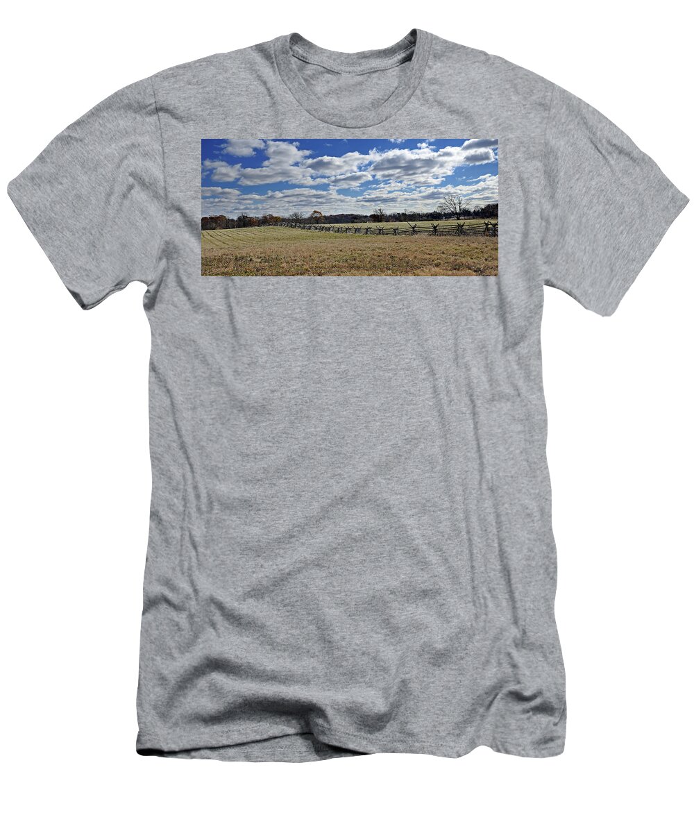 Gettysburg T-Shirt featuring the photograph Gettysburg Battlefield - Pennsylvania by Brendan Reals