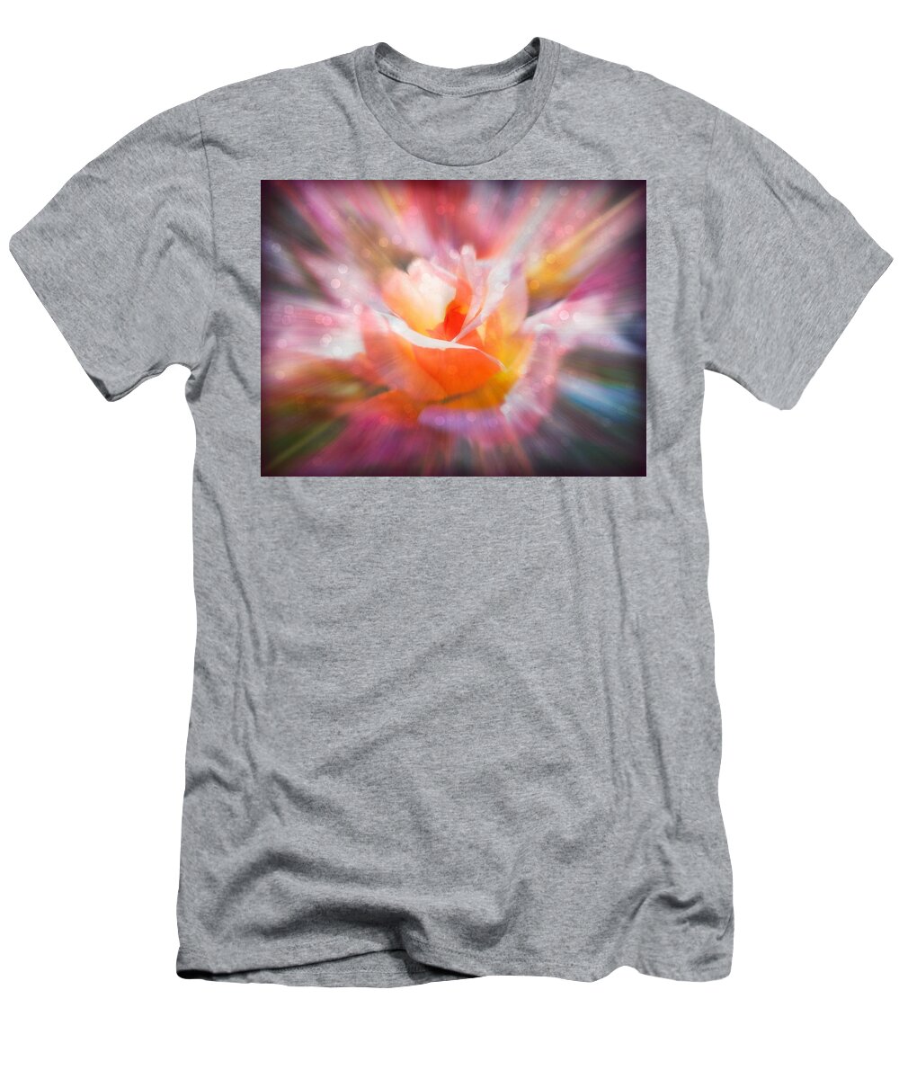 Rose T-Shirt featuring the digital art Glowing Rose fantasy 1 by Lilia S
